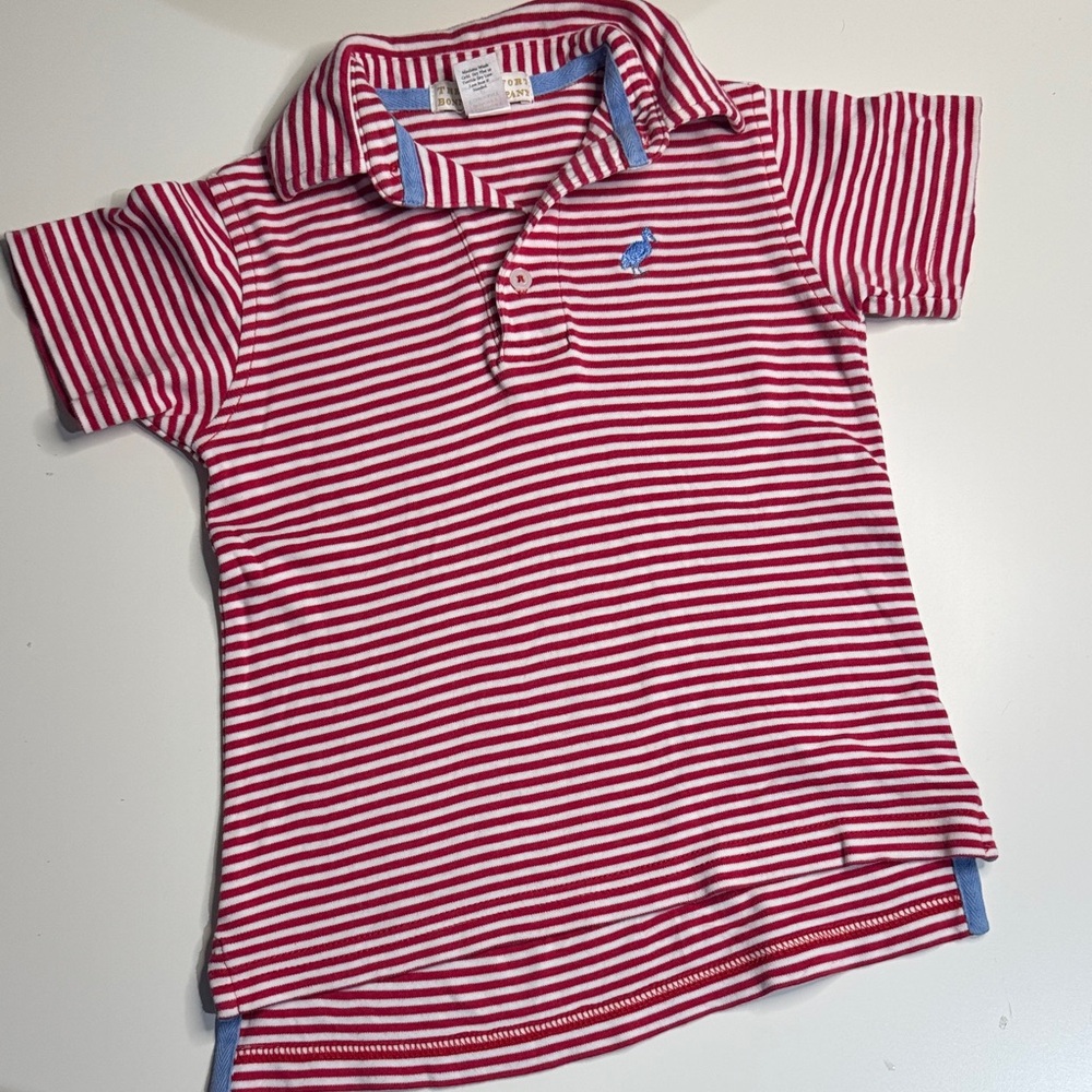 The Beaufort Bonnet Company Red and White Striped Polo